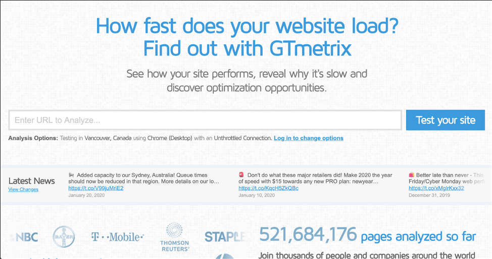 GT Metrix Screenshot